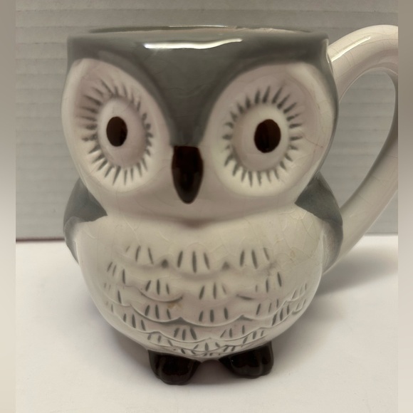 Owl Modern Gourmet Foods Mug 3-D Gray & White Fall 16‎ oz Coffee Tea Cup - Picture 12 of 16